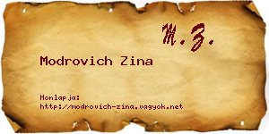 Modrovich Zina névjegykártya